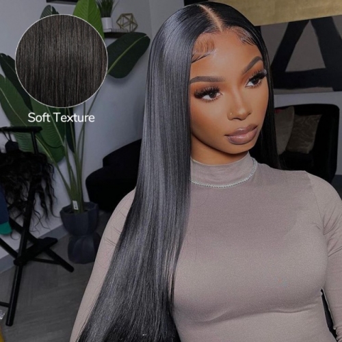 FBS Hair 5x5 HD Lace Silky Straight Middle Part Closure Wig