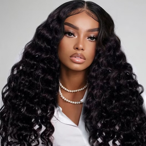 FBS Hair Wear and Go Deep Wave Half Wig Invisible Hairline Drawstring Wig