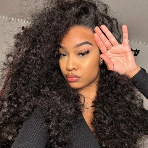 FBS Hair Messy Deep Curly Half Wig Glueless Drawstring Wig