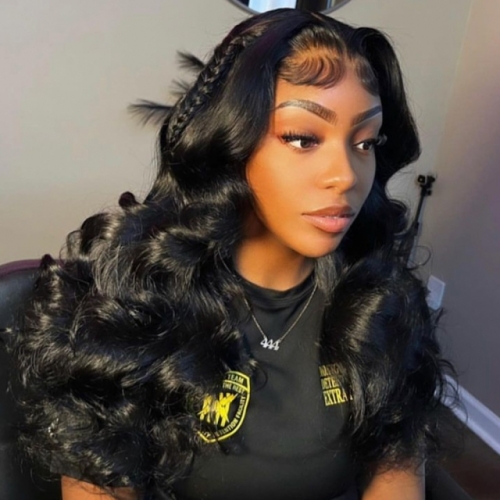 FBS Hair Loose Curly 4x4 Transparent Lace Closure Natural Black Hair